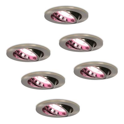 Set van 6 Lublin smart inbouwspots - Wifi + Bluetooth - RGBWW - GU10 - Kantelbaar - Google Home, Amazon Alexa en Siri - IP20 voor binnen - RVS - Plafondspots