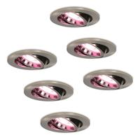 Set van 6 Lublin smart inbouwspots - Wifi + Bluetooth - RGBWW - GU10 - Kantelbaar - Google Home, Amazon Alexa en Siri - IP20 voor binnen - RVS - Plafondspots
