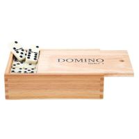 Domino spel dubbel/double 9 in houten doos 55x stenen - thumbnail