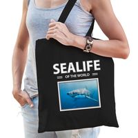 Haaien tasje zwart volwassenen en kinderen - sealife of the world kado boodschappen tas