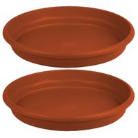 Set van 2x stuks bloempot/plantenpot onderschaal terra cotta kunststof diameter 29 cm