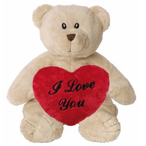 Valentijn Love cadeau set - Knuffelbeer met rood Love you hartje 10 cm