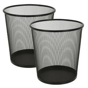 Kantoor prullenbak/papierbak - 2 stuks - 19 liter - metaal - zwart