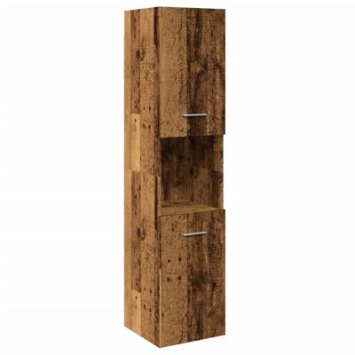 Badkamerwandkast 30x30x130 cm bewerkt hout oud houtkleurig