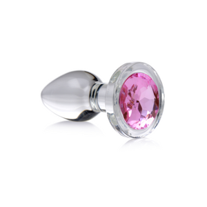 XR Brands Pink Gem - Glass Anal Plug - Small