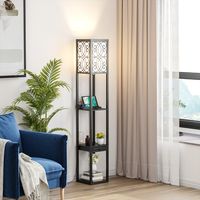 Vloerlamp met Planken en Lade voor Woonkamer Slaapkamer 26 x 26 x 160,5 cm Zwart