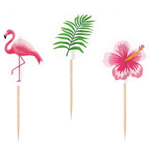 100x Flamingo print cocktailprikkers