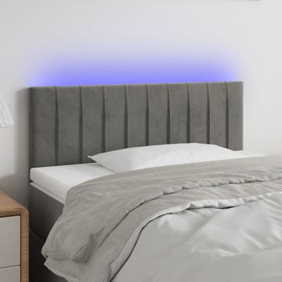 Hoofdbord LED 100x5x78/88 cm fluweel lichtgrijs