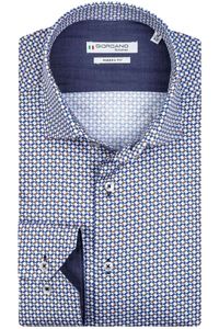 Giordano Tailored Modern Fit Overhemd blauw/bruin, Motief