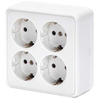 Wandcontactdoos - Aigi Kuta - Opbouw - 4-voudig - Randaarde - Wit