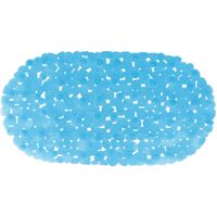 Douche/bad anti-slip mat badkamer - pvc - blauw - 39 x 99 cm - ovaal