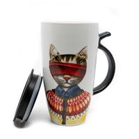 Beker Rode Kat met Staart Oortje - 400ml