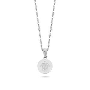 CO88 Collection Sense 8CN 26130 Stalen Collier met Schildpad - Lengte 38 + 7 cm - Zilverkleurig