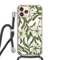 Wit bloemenpatroon: iPhone 11 Pro Max Transparant Hoesje met koord