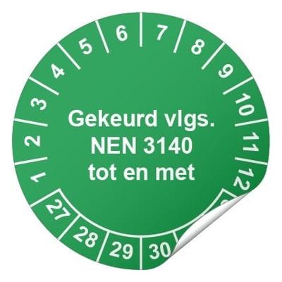 Keuringssticker NEN 3140 Ø 20 mm - 1100 stickers (op rol) Keuringssticker NEN 3140 Ø 20 mm - 1100 stickers (op rol)