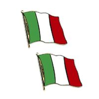 2x stuks pin broche speldje vlag Italie 2 cm