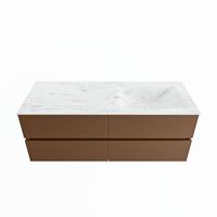 MONDIAZ VICA-DLUX 130cm badmeubel onderkast Rust 4 lades. Inbouw wastafel CLOUD rechts 1 kraangat, kleur Opalo.