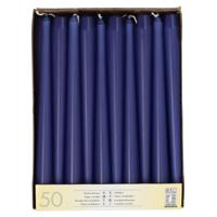 Dinerkaarsen/kandelaarkaarsen - 50x stuks - Blauw - Gotisch- 25 cm - Tafel decoratie kaarsen
