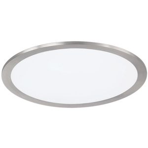 LED Plafondlamp - Plafondverlichting - Trion Povino - 15W - Warm Wit 3000K - Dimbaar - Rond - Mat Nikkel - Aluminium