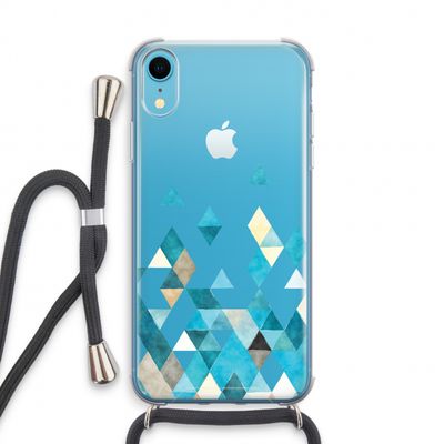 Gekleurde driehoekjes blauw: iPhone XR Transparant Hoesje met koord