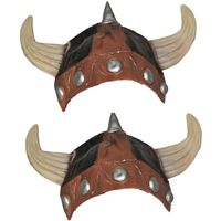 Set van 2x Viking verkleed helm bruin/beige voor volwassenen