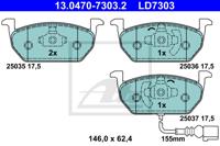 Remmenset, remschijf ATE, Remschijftype: Geventileerd, Inbouwplaats: Vooras, u.a. für Seat, VW, Audi, Skoda