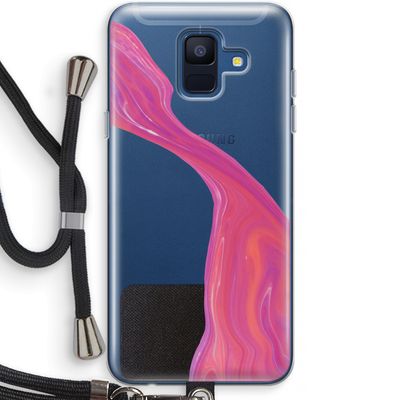 Paarse stroom: Samsung Galaxy A6 (2018) Transparant Hoesje met koord