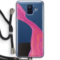 Paarse stroom: Samsung Galaxy A6 (2018) Transparant Hoesje met koord