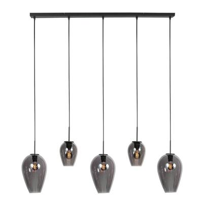 Steinhauer 5-lichts hanglampHaloSwap zwart met smoke glas - 4280ZW