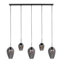 Steinhauer 5-lichts hanglampHaloSwap zwart met smoke glas - 4280ZW