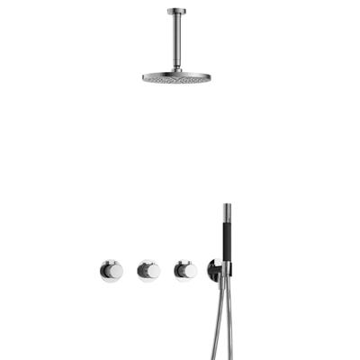 Hotbath Cobber X - CX7067 - Inbouw Regendoucheset - Chroom - 2 Stopkranen - Thermostatisch - Plafondbuis 15 cm - Hoofddouche 200 mm - Staafhanddouche - Waterbesparend