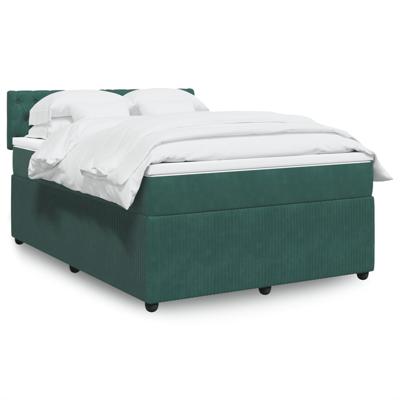 Boxspring met matras fluweel donkergroen 140x190 cm