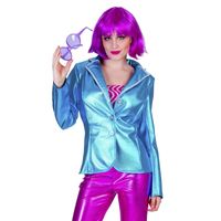 Blauwe disco seventies verkleed colbert/jasje voor dames - thumbnail
