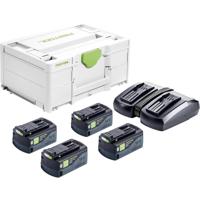 Festool SYS 18V 4x5,0/TCL 6 DUO 577709 Energieset Incl. 4 accus, Incl. lader
