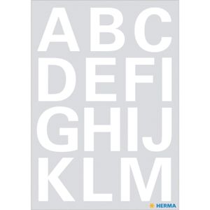 Stickervelletjes 28x alfabet plak letters A-Z wit 25 mm   -