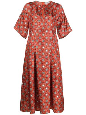 Alberto Biani robe mi-longue à imprimé - Orange