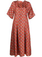 Alberto Biani robe mi-longue à imprimé - Orange