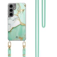 Samsung Galaxy S24 Plus hoesje met mint koord - Marmer mintgroen