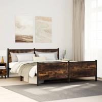 Bedframe zonder matras metaal gerookt eikenkleurig 193x203 cm
