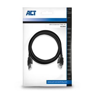 ACT AC3043 USB verlengkabel USB-A naar USB-A 3m
