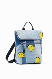 Middelgrote denim rugzak met Smiley® - BLUE - U