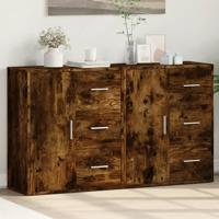 Dressoirs 2 st 60x31x70 cm bewerkt hout gerookt eikenkleurig