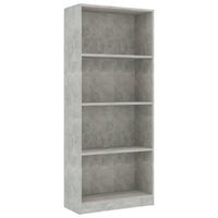 The Living Store Boekenkast - Betongrijs - 60 x 24 x 142 cm - Hoge boekenkast met 4 schappen - Eenvoudig te monteren -