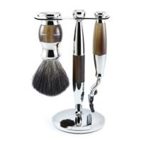 Edwin Jagger Shaving Sets Gilette Mach 3 3pc Imitation Horn & Chrome Set Set Ref.S21M362CR