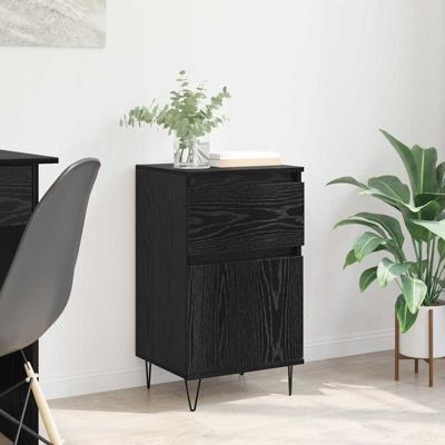 Dressoir met lade Zwart eiken 35 x 40 x 70 cm Bewerkt hout