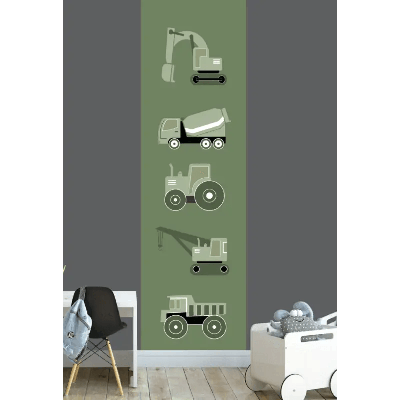 Designed4Kids behangbaan voertuigen olijf