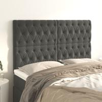 Hoofdborden 4 st 72x7x78/88 cm fluweel donkergrijs