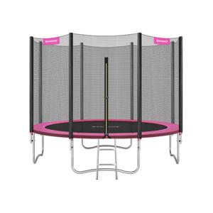 Trampoline met met veiligheidsnet beklede stangen, Roze / 366 cm