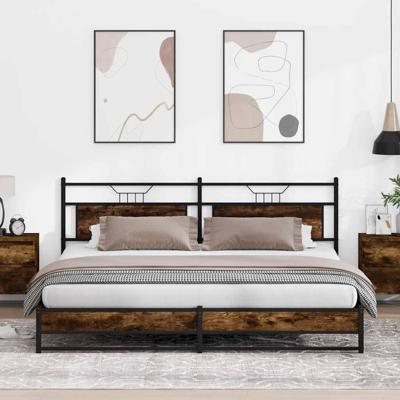 Bedframe zonder matras metaal gerookt eikenkleurig 193x203 cm