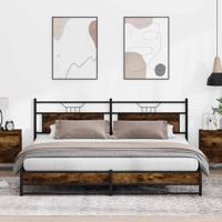 Bedframe zonder matras metaal gerookt eikenkleurig 193x203 cm